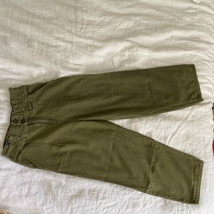 Free People High Waisted Baggy Green Trousers
